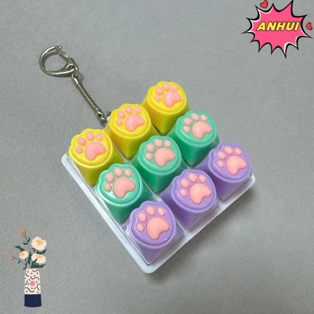 ANHUI Fidget Móc Khóa, Keycap DIY Bàn Phím Bàn Phím Clicker Đồ Chơi, Nút Phím Thư Giãn Vượt Qua Thời