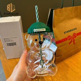  2026 Starbucks Cup Bearista Bear Glass Jar 591ml Ngày lễ Giáng sinh Cốc lạnh có ống hút Phiên bản giới hạn Quà tặng Kawaii Đồ uống dễ thương cho trà cà phê Gấu Bắc Mỹ sưu tập 