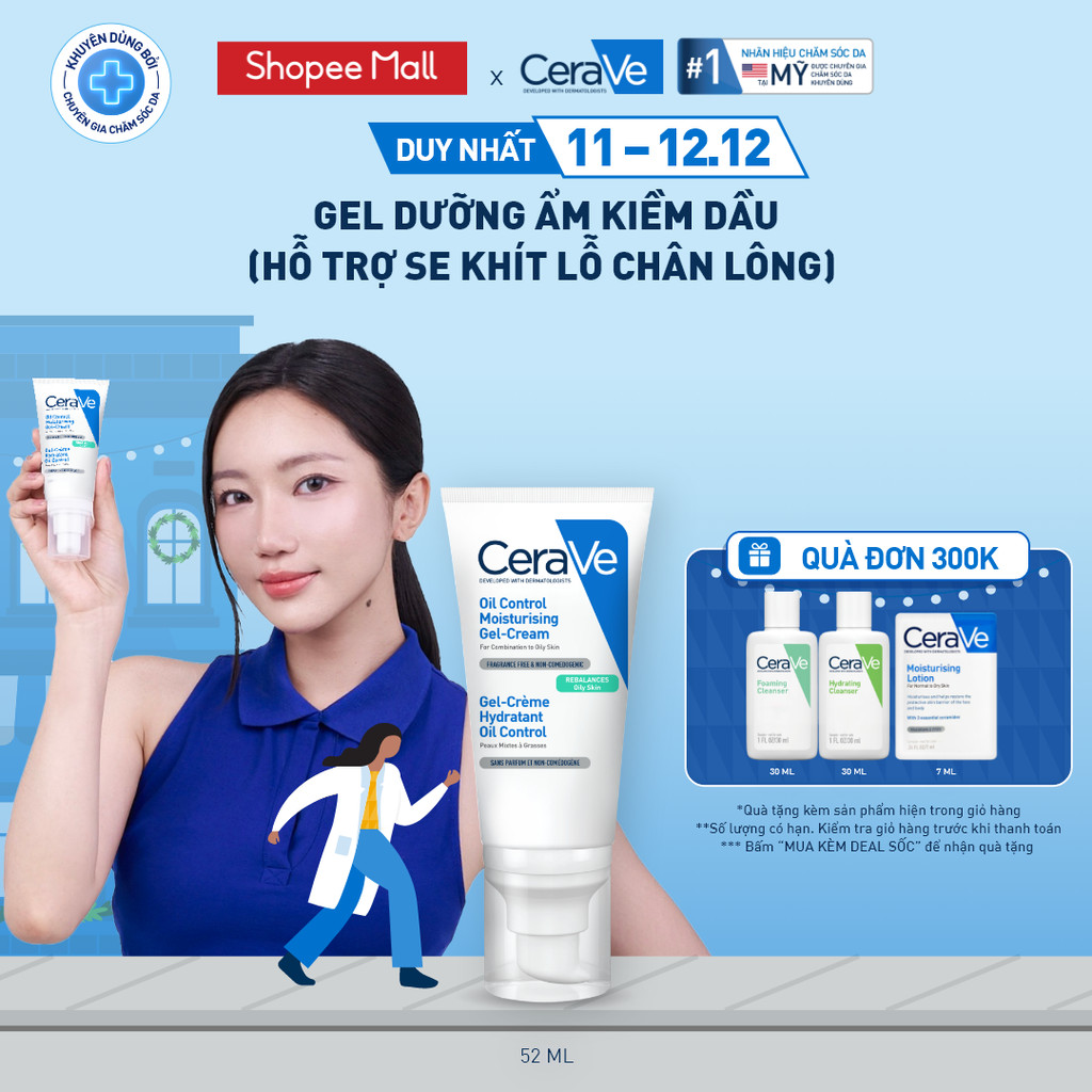 Gel dưỡng ẩm kiềm dầu 8H CeraVe Oil Control Gel-cream 52ml
