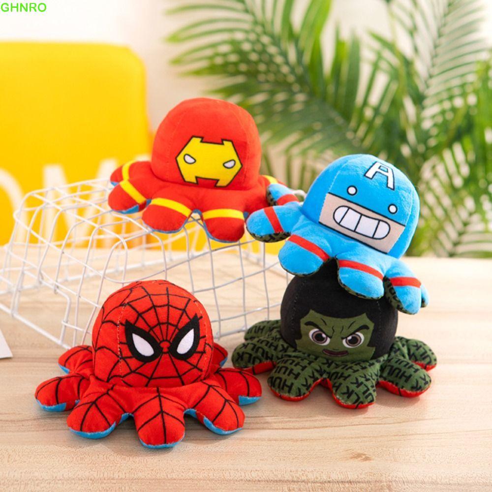GWNRO Flip Plush Toy, Iron Man Hulk Flip Octopus Plush Toy, Quà tặng trẻ em Nhân vật Anime Hoạt hình