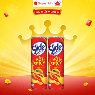   VC 15%  Bánh Lát Snack Khoai Tây Slide Vị Thơm Cay Combo 2 Lon X 145G 