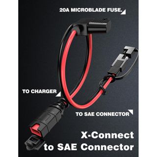 Dây nối dài Mellbree 1FT SAE Tương thích với Bộ sạc pin thông minh NOCO Genius, Cáp kết nối SAE hạng nặng 14AWG, phích cắm chống nước cầu chì 20A cho xe máy / ATV / UTV / Auto, Tool