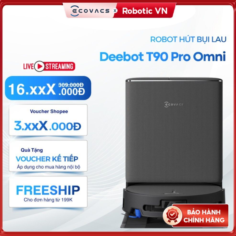 [Hỏa Tốc 2H] Ecovacs Deebot T90 Pro Omni 30.000 Pa, Robot Hút Bụi Lau Nhà – Bản Chính Hãng