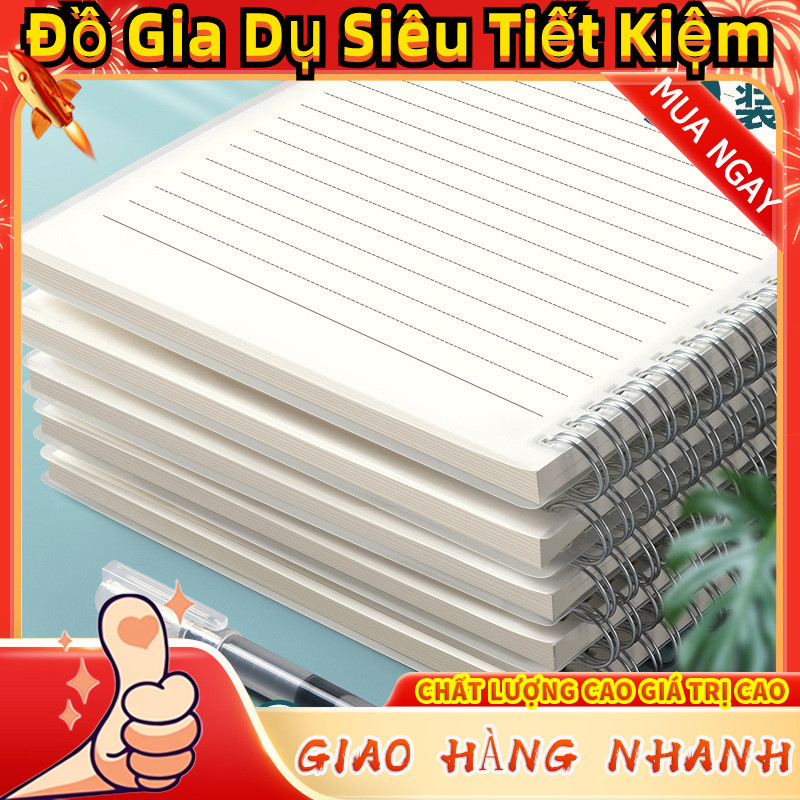 Notebook a4 Đường Ngang Notepad Notepad Cuộn Dây Notebook Tiếng Anh Trống Notebook Văn Phòng a5 Dày 