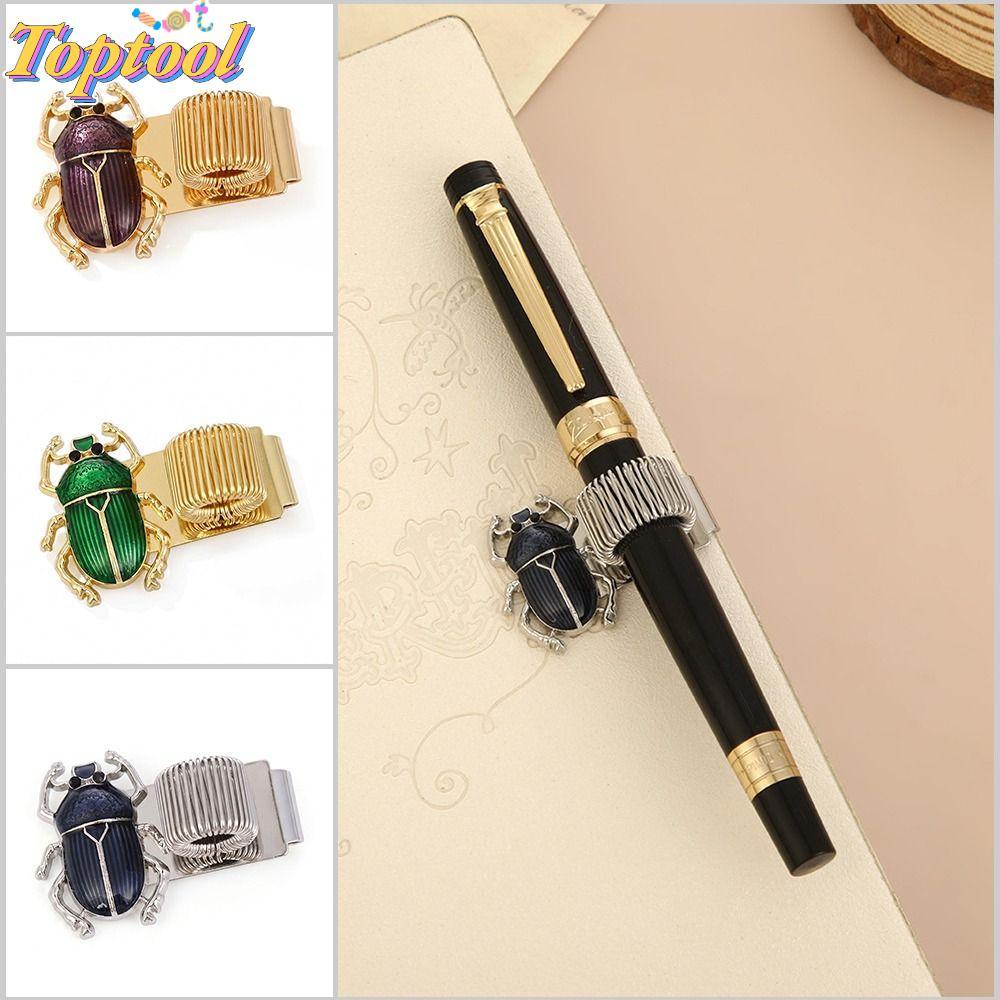 TOPTOOL Scarab Beetle Pen Clip, Kim Loại Scarab Beetle Pen Clip, Đàn Hồi với Bút Vòng Đựng Bút Văn P