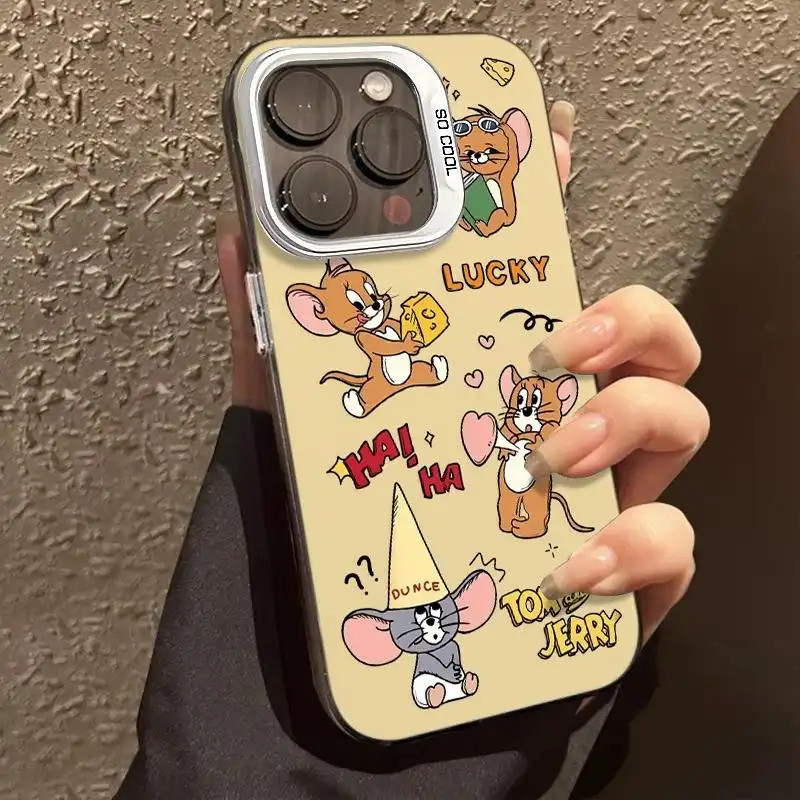 Ốp lưng họa tiết Tom and Jerry da PU, thiết kế độc đáo chống trầy tốt Bảo Vệ Camera Cấp iPhone 17/16
