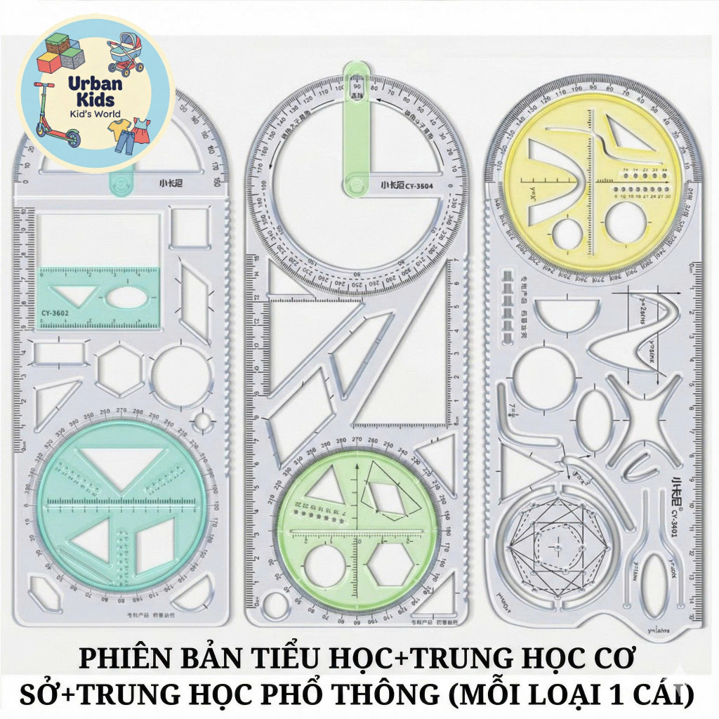 📐 Thước Vẽ Hình Học Đa Năng 360 Độ - Dụng Cụ Toán Học Vẽ Đồ Thị Cho Học Sinh 🎓