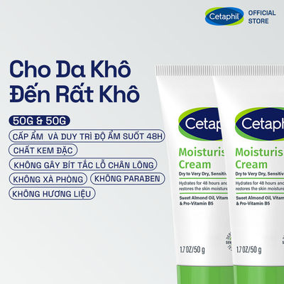 [SVIP] Combo 2 Kem dưỡng ẩm dịu lành cho da nhạy cảm cấp ẩm sâu đến 48H Cetaphil Moisturizing Cream 50g