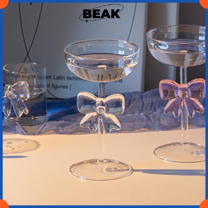 BEAK Màu Hồng Trong Suốt Nơ Champagne Coupe Glass 300ml Tumbler Cho Ngày Lễ Tình Nhân Nhà