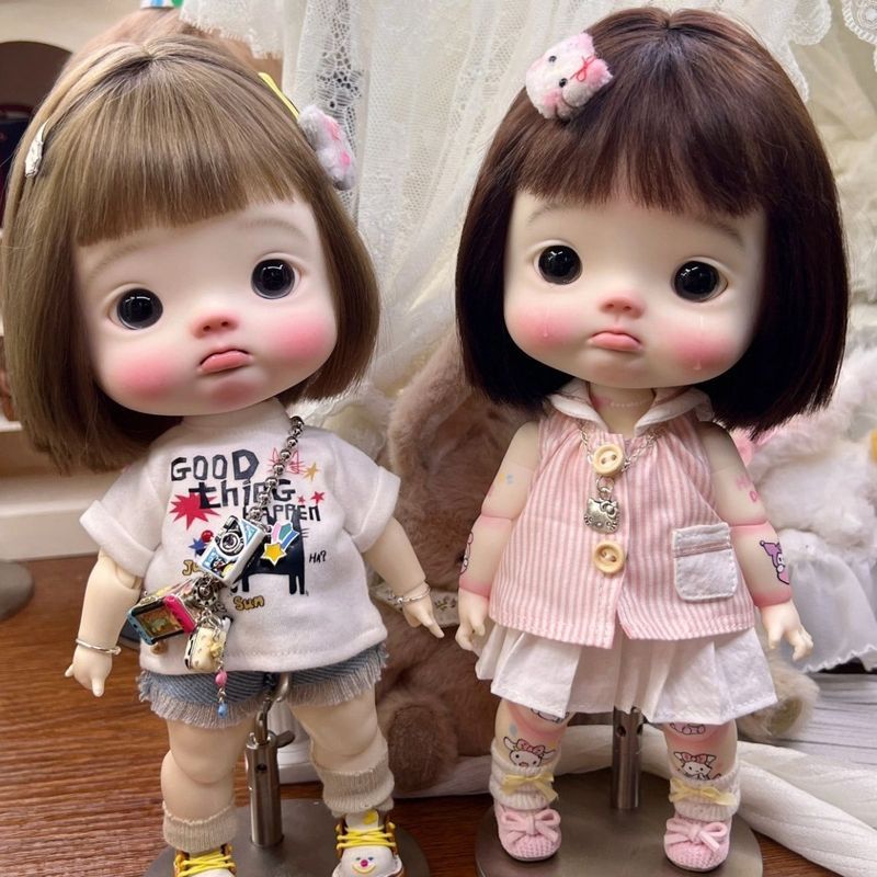 [Chỉ Tóc Giả Không Tạo Kiểu] Bjd6 Điểm Chấm Đầu Lớn qbaby Vải Nhỏ Tóc Giả Bobo Đầu Nấm Tóc Ngắn Choc