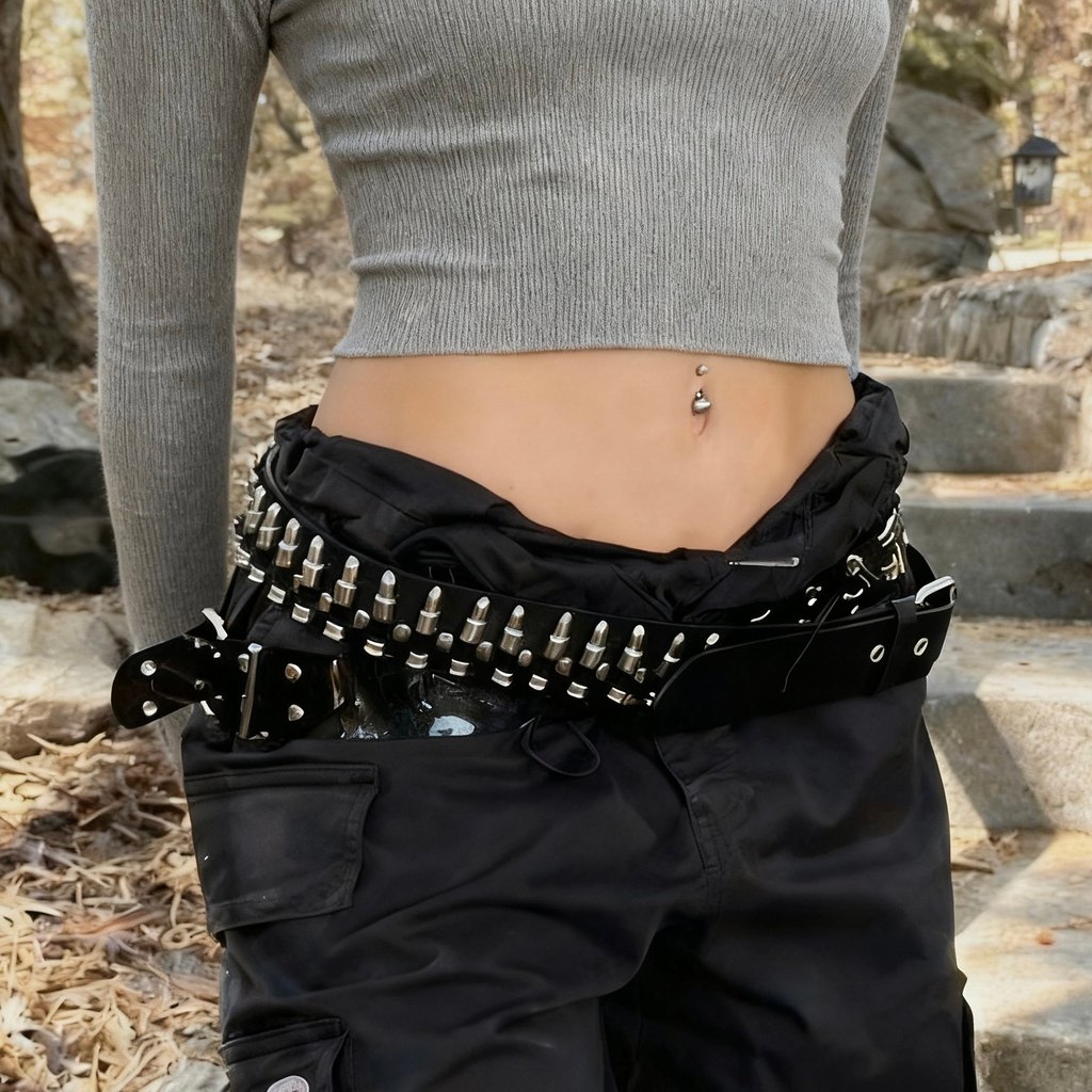 Đai đinh tán Thời trang Phù hợp với phong cách Punk Bullet Belt Trang trí độc đáo