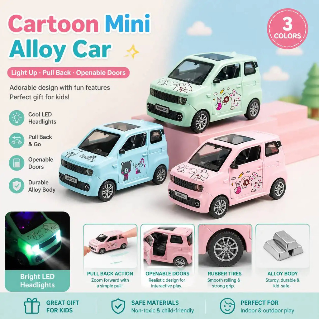 Mini Inertia Car, Small Toy Car, Lighted With 3 Color Options, Sound Controlled, Realistic Toy Car, 