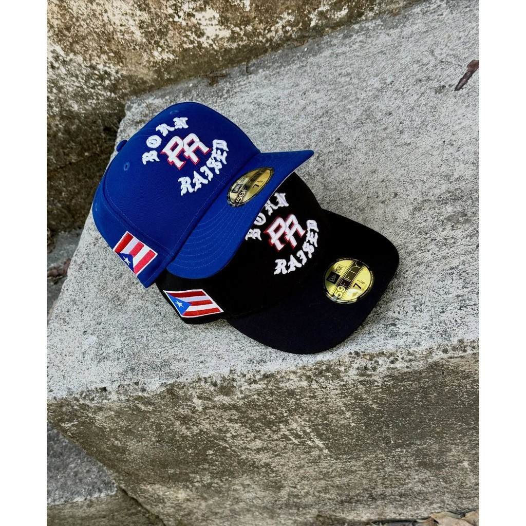Mới ErIa 59Fifty Puerto Rico Sinh x Lớn lên Đen 59FIFTY Được trang bị nhiều màu thêu nhiều màu Chống