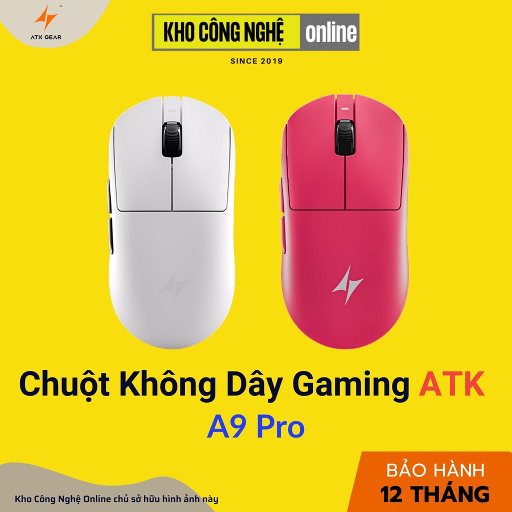 Chuột không dây Gaming ATK A9 Pro Tri-mode (Hàng Chính Hãng)
