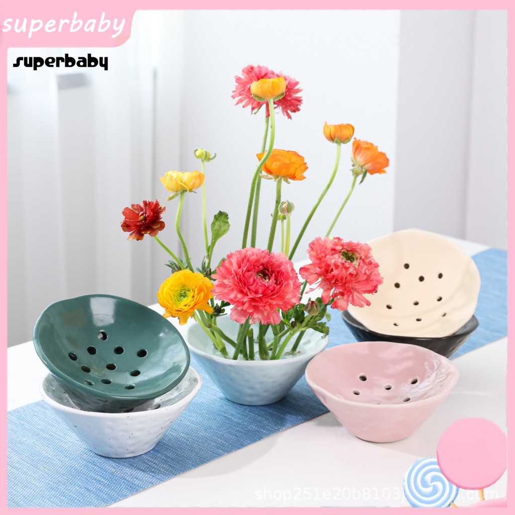 (Superbaby) Món ăn ếch hoa độc đáo Bát cắm hoa tối giản Bình hoa Ikebana Nhật Bản Bát ếch hoa gốm ch
