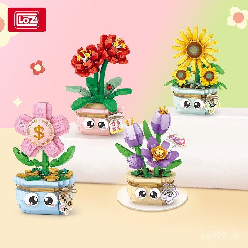 0ZSO [Cash commodity and quick delivery]LOZ Building Block Flower Pot Plant Small Particles Assembly