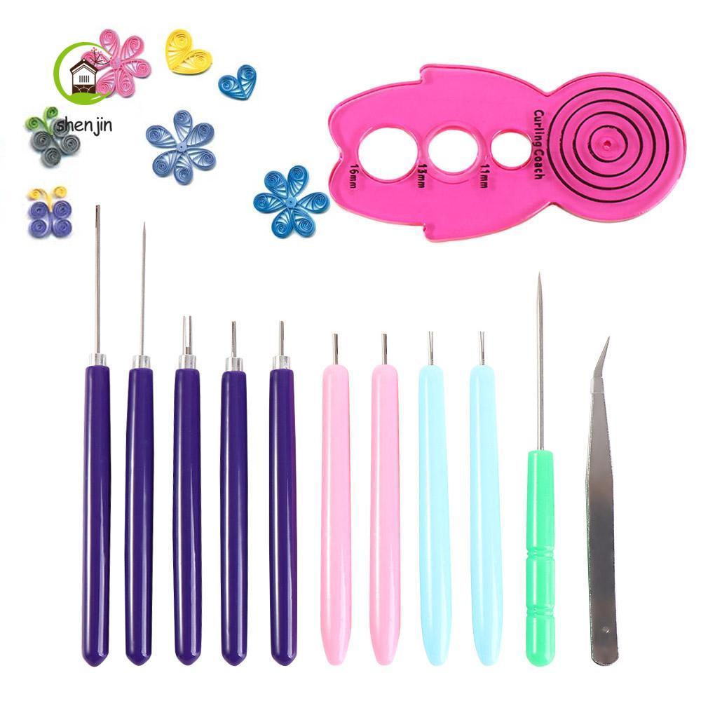 SHENJIN 12 Bộ Kim Quilling, Giấy Thủ Công Đa Kích Thước Giấy Quilling Dụng Cụ, Giấy DIY Uốn Quilling