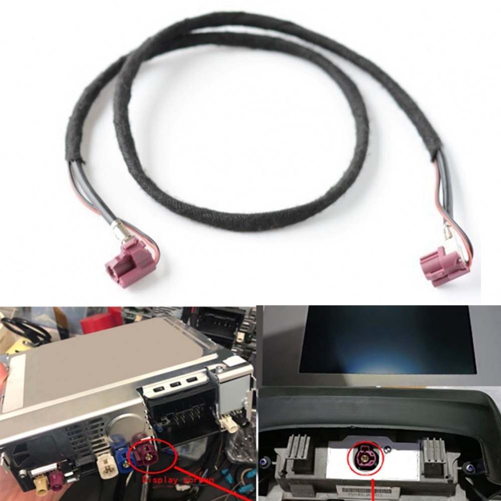 For BMW For EVO Host Display Cable 12V LVDS Video Connector Line 80CM Black