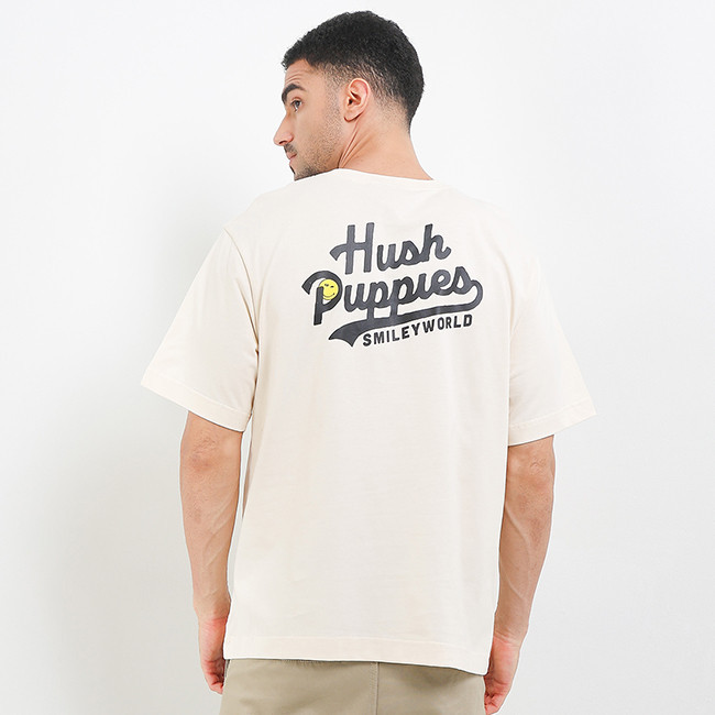 100% Cotton Hush Puppies Nam Smiley X Smiley World Áo thun Cream