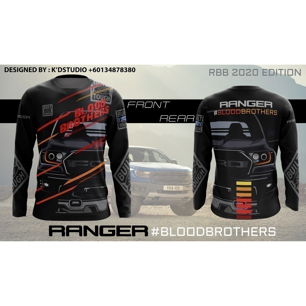 Thời Trang Tròn 2025 Cổ (Tay Dài) Áo Thun Ford Ranger Raptor T6 T7 2.2 3.2 2.0 Bi Turbo Jersey Blood