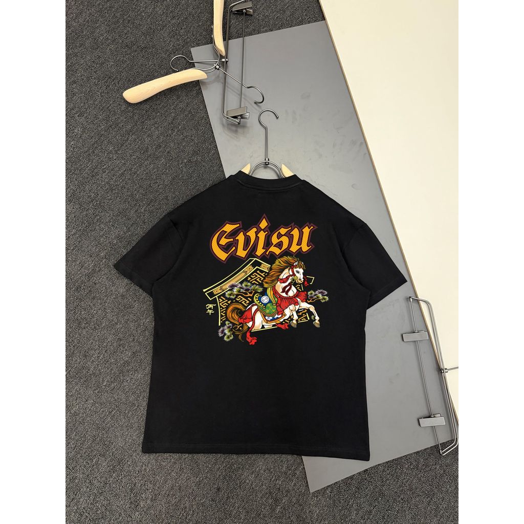 Evisu / Fushen 2026 Đầu Xuân Phong Cách Mới Áo Thun Ngắn Tay Phong Cách Nam Nữ Phong Cách Cặp Đôi Ph