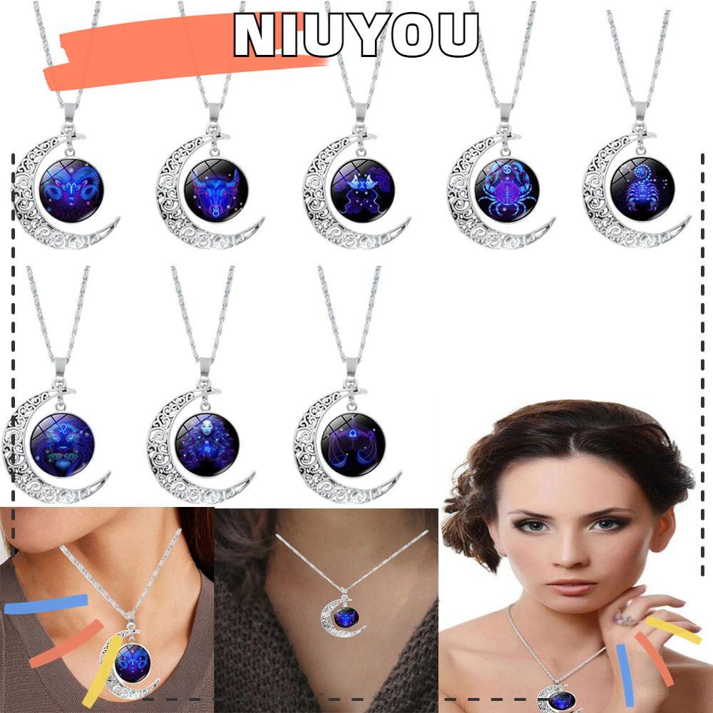 NIUYOU 12 Chòm Sao Mặt Trăng Vòng Cổ, Giáng Sinh Bọ Cạp Nhân Mã Mặt Dây Chuyền 12 Cung Hoàng Đạo Vòn