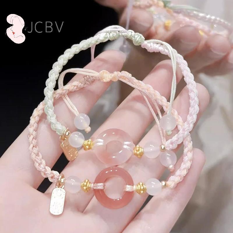 [JCBV] Phong Cách Trung Hoa Hòa Bình Bule Bện Vòng Tay Cô Gái Trái Tim Đính Hạt Dây Đeo Tay Bestie V