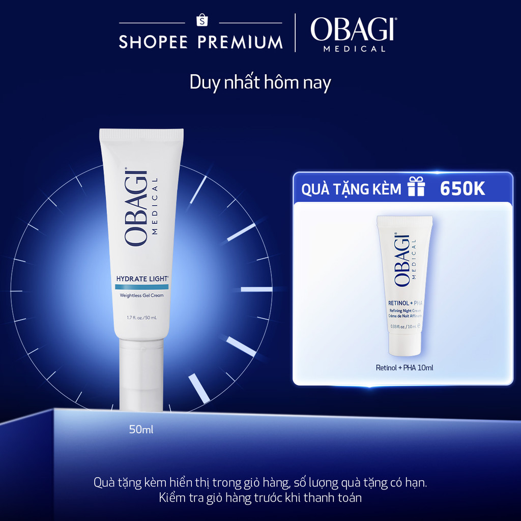 [Voucher SVIP 18%] Kem Dưỡng Dạng Gel Mỏng Nhẹ Cấp Ẩm Lên Đến 24h Obagi Hydrate Light ™