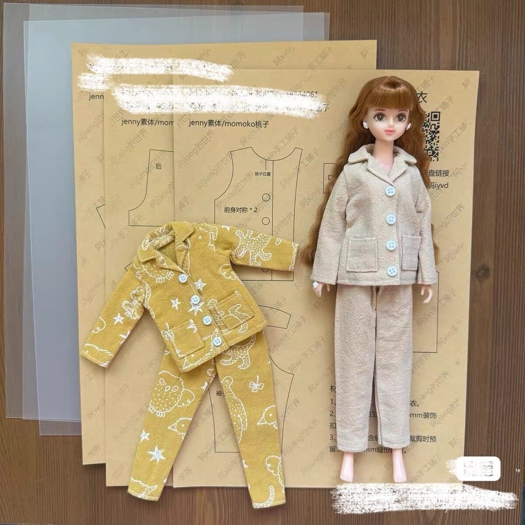 Búp bê Jenny jenny / momoko / cm, Bộ đồ ngủ, Họa tiết quần áo trẻ em, Gói chất liệu