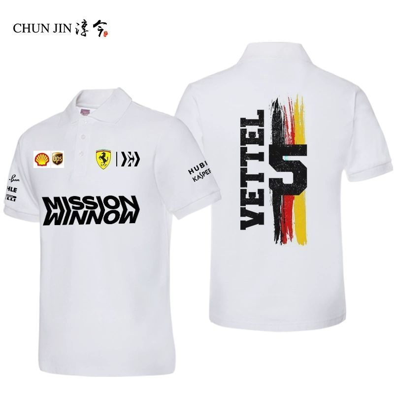 Mùa hè Rời F1 Hạm đội Leclerc Leclerc Leclerc vettel vettel Kích thước lớn Áo sơ mi POLO tay ngắn