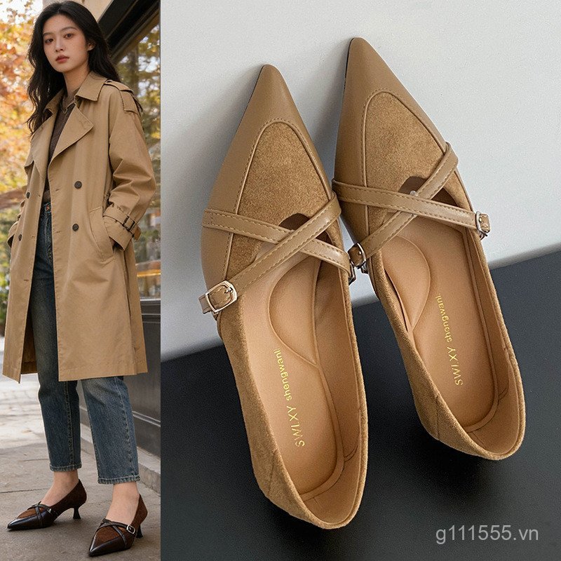 Phong Cách Pháp Thời Trang Thời Trang Phong Cách Mới Da Mềm Thời Trang Giày Đơn Nữ Stiletto Cao Gót 