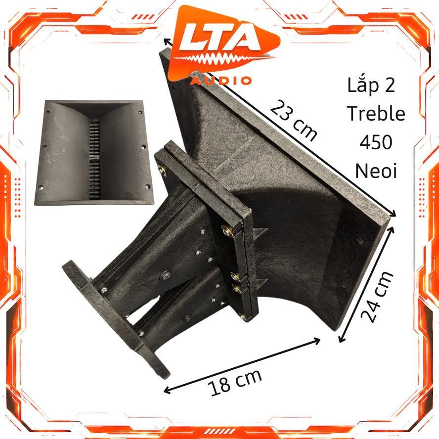 Họng treble 750 Array Đôi kícḣ thước 23 x 24 lắp 2 treble 750 neo hoặc 2 treble 450 neo và bắt ốc gi