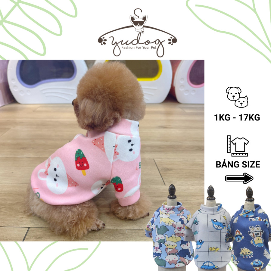 Áo thun vải nỉ dày ấm cho chó mèo Yudog