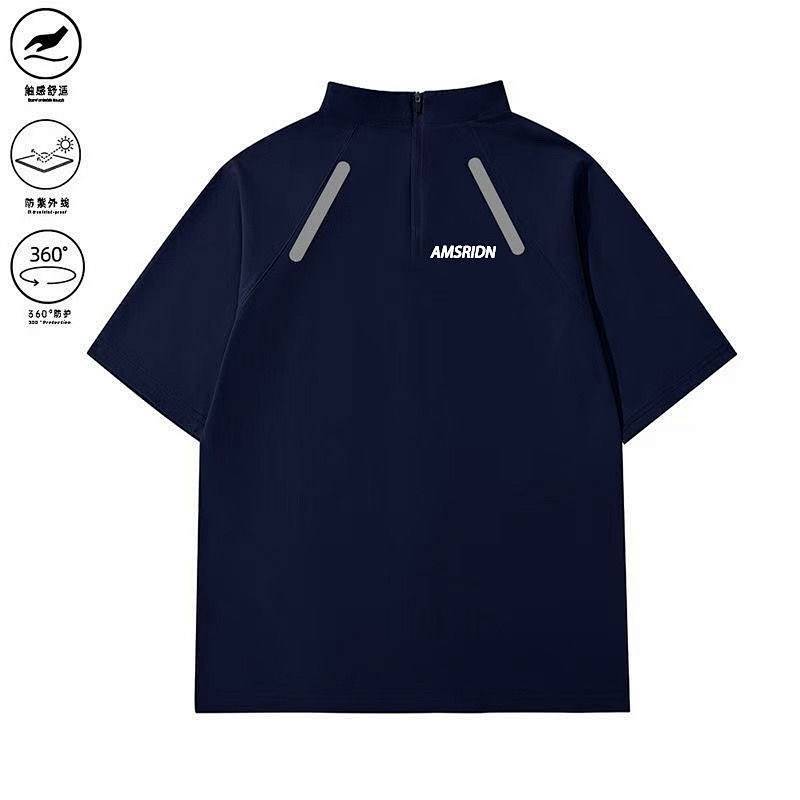 American Sports Outdoor Short Sleeve Zipper T-shirt Sports and Fitness Running Clothes Basketball Tr