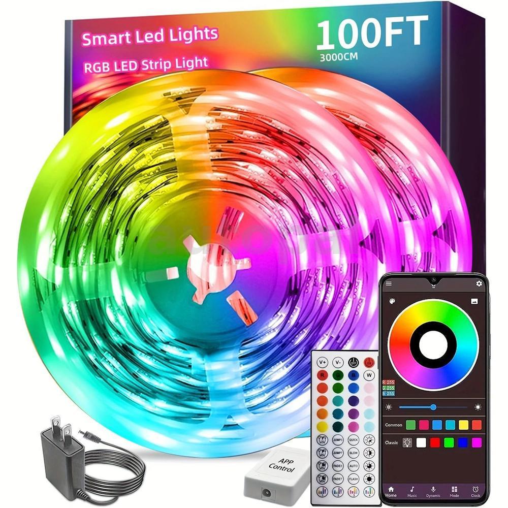 24V 3535 RGB 44 Phím Dải Đèn Bluetooth Tự Dính Đèn LED Khí Quyển Trong Nhà Cho Tivi Tường Phòng Máy 