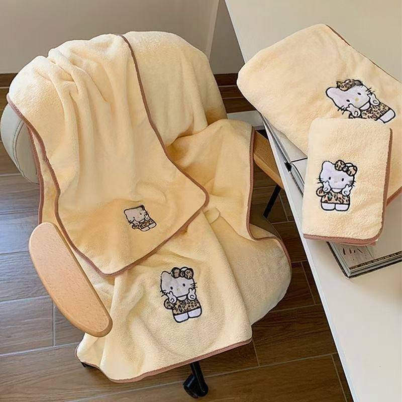 Cute Hello Kitty Bath Towel Female Two-Piece Towel Water-Absorbing Quick-Drying Thickened plus-Sized