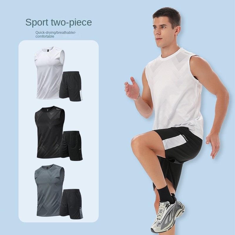 Running Outfit Men's Vest Waistcoat Summer Sports Student Training Wear Basketball Sports Sleeveless