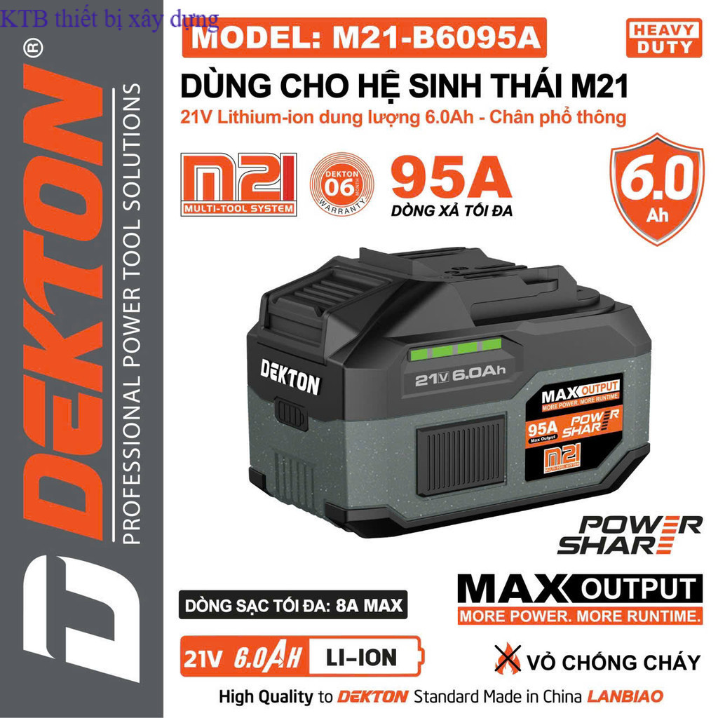 Pin 21V 6.0Ah Dekon M21-B6095A Chính hãng kp hiế