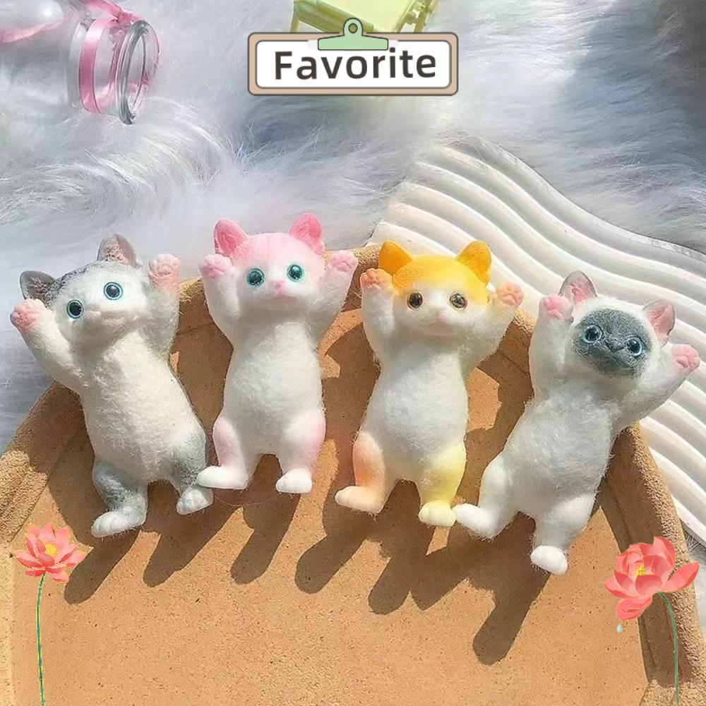 FANVORITEGOODS Đồ chơi bóp mèo, Đồ chơi giảm căng thẳng bề mặt sang trọng, TPR Phim hoạt hình Mèo Mo