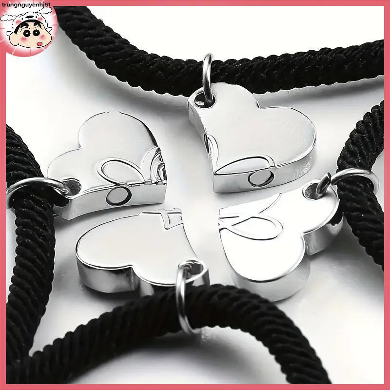 [Tàu 12 giờ] Magnetic FOUR-Leaf Clover Friendship bracelets 4pcs Best Friends Heart Charm Gift VN