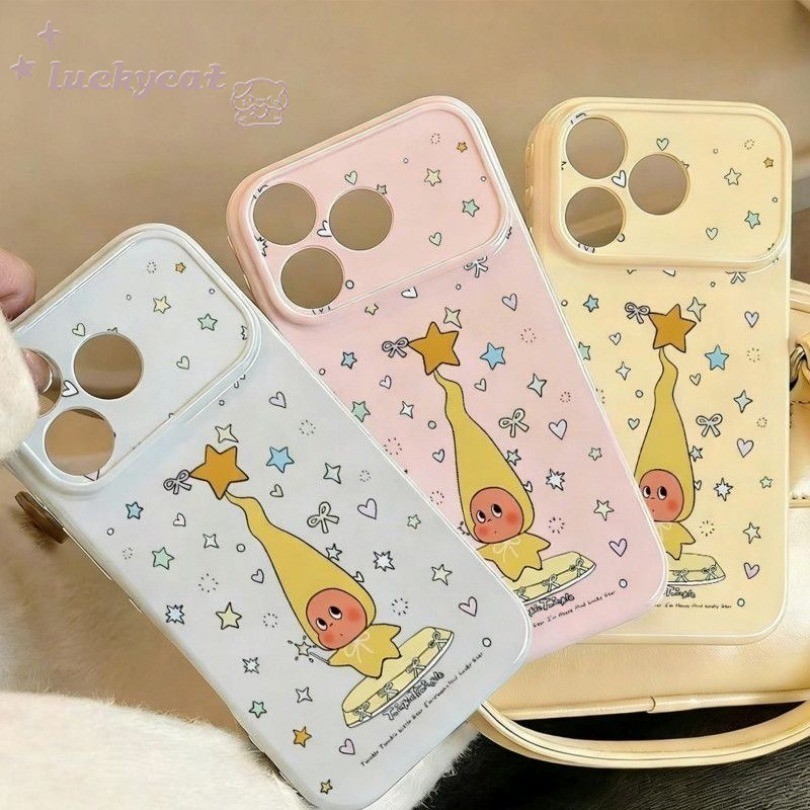 Ins Dễ Thương Nơ Ngôi Sao Vàng Ngôi Sao Người Ốp Lưng Điện Thoại iPhone 17 16 15 14 13 12 11 Pro Max