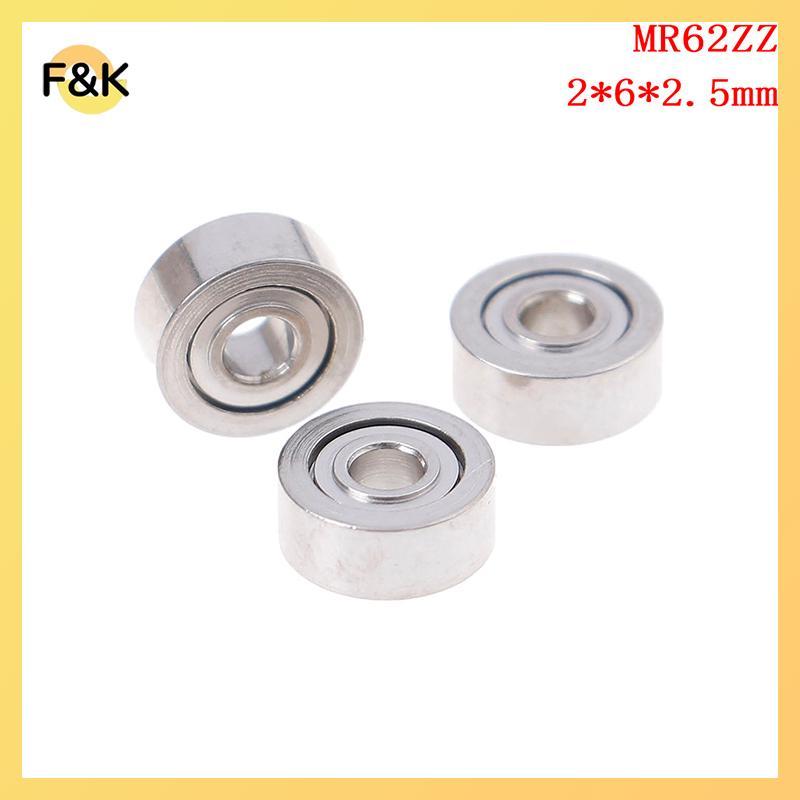 F & K 10 Chiếc MR62ZZ (2x6x2.5mm) Vòng bi chính xác được bảo vệ bằng kim loại Vòng bi mini.