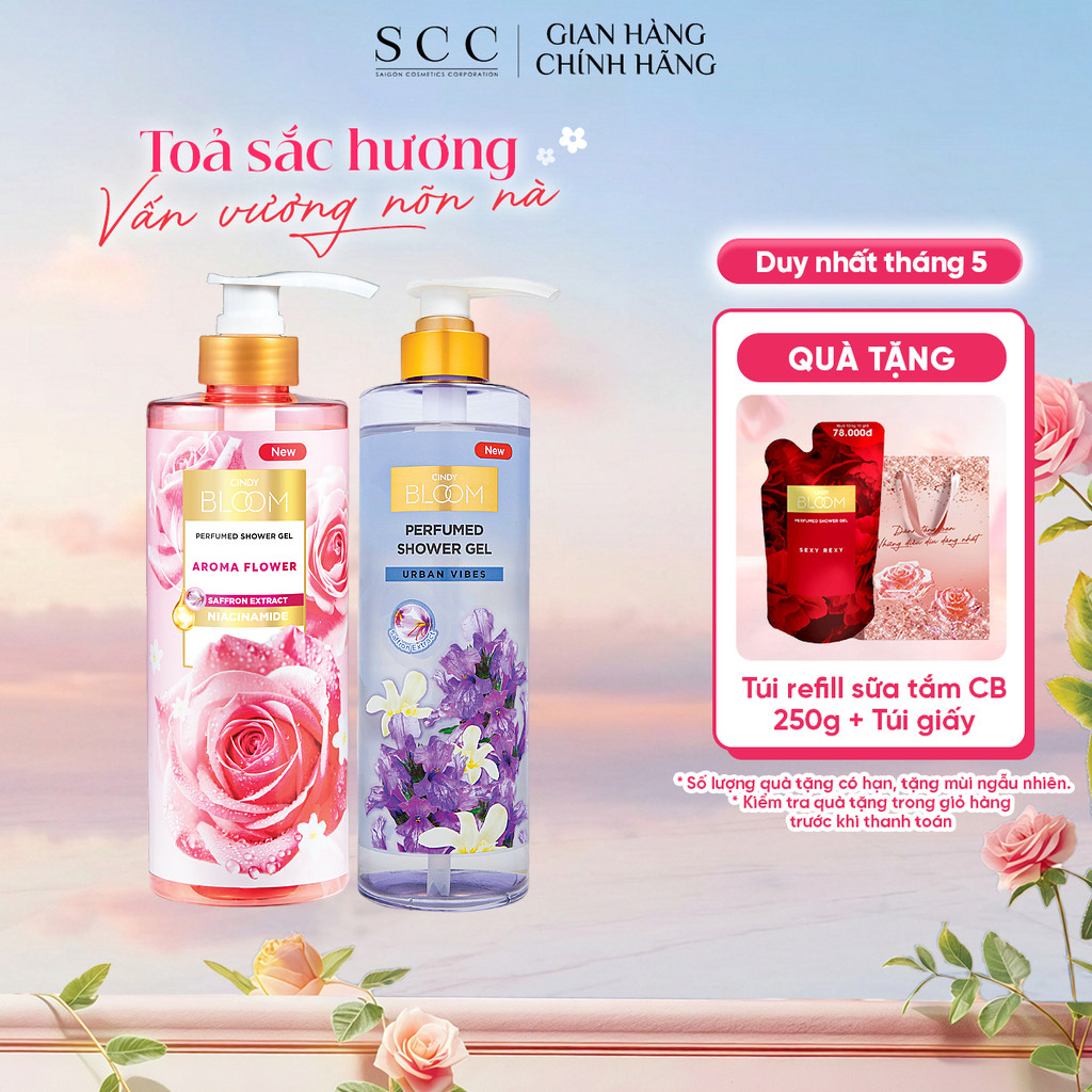Combo Sữa Tắm Nước Hoa CINDY BLOOM Aroma Flower + Urban Vibes Hương Tự Tin Cuốn Hút 640g/chai