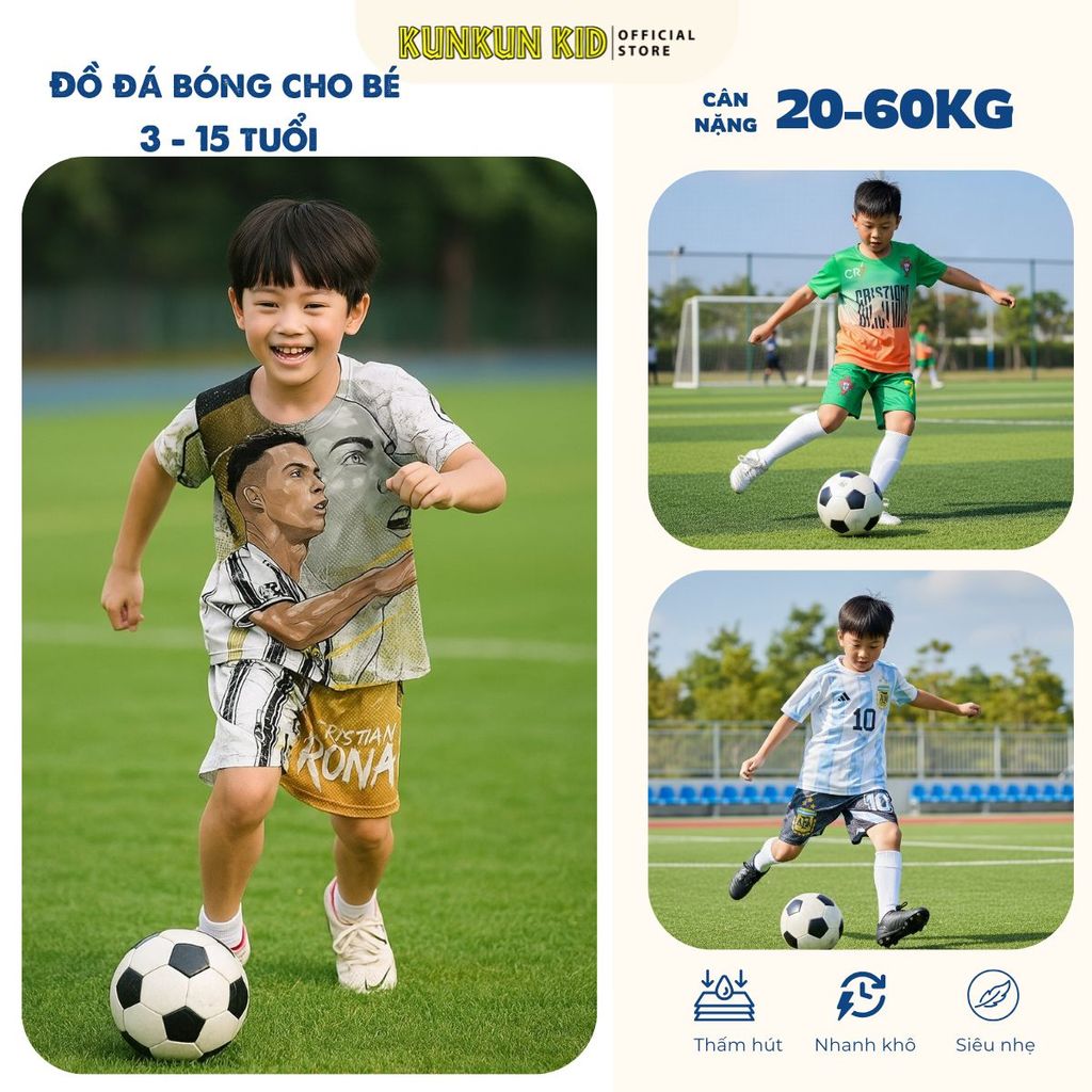 Đồ bộ đá banh in 3D hình cầu thủ Messi, Ronaldo thấm hút mồ hôi, chất thun cao cấp TT0026,29