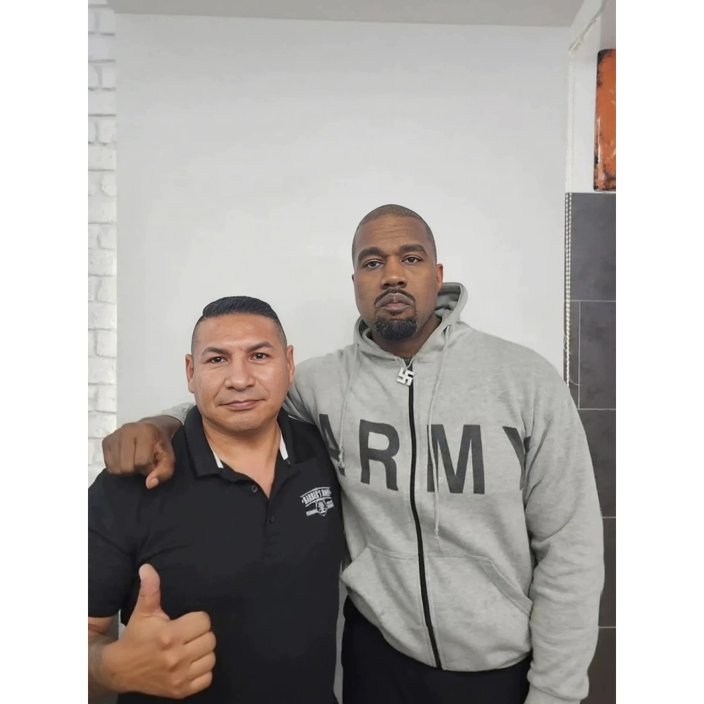 OHDU YZY Big talker KANYE Shanghai Concert ARMY Letter Hoodie Gray Zipper Sweatshirt HOODIE