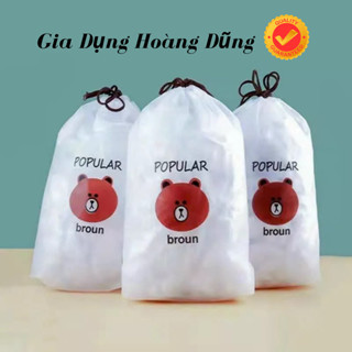 Combo 10 túi Màng bọc thực phẩm co giãn siêu dai có chun kèm túi gấu chất liệu PE- Mũ chùm đầu dùng 1 lần tiện lợi