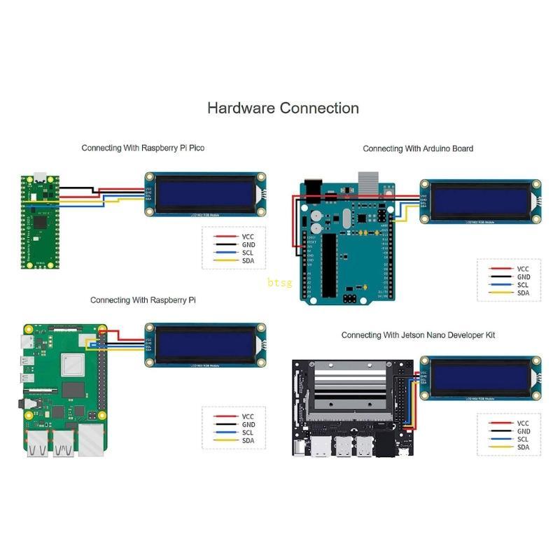 Btsg LCD1602 Màn hình 16x2 Ký tự Giao diện I2C hỗ trợ chuyển động cuộn màn hình và uốn cong