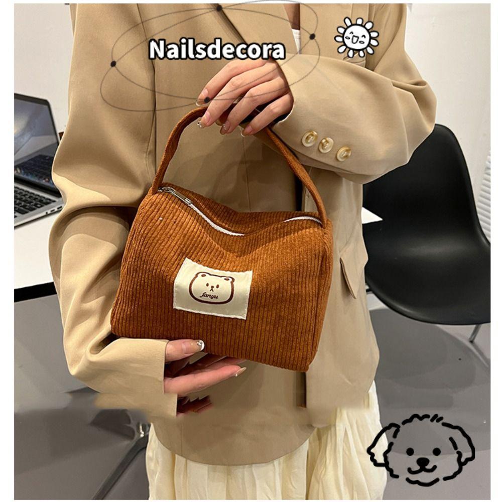 Túi đựng mỹ phẩm NAILS, Túi xách mềm vải nhung, Ví sức chứa lớn cho nữ