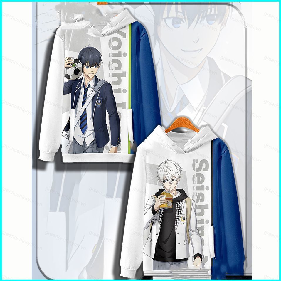 Áo hoodie anime unisex GN Blue Lock - Isagi Yoichi & Nagi Seishiro, dáng dài tay
