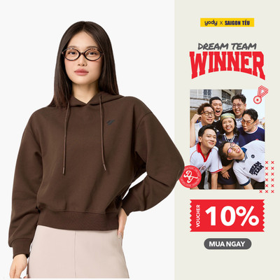 Áo nỉ nữ YODY, áo sweater nỉ dáng suông, basic WCHO25F020